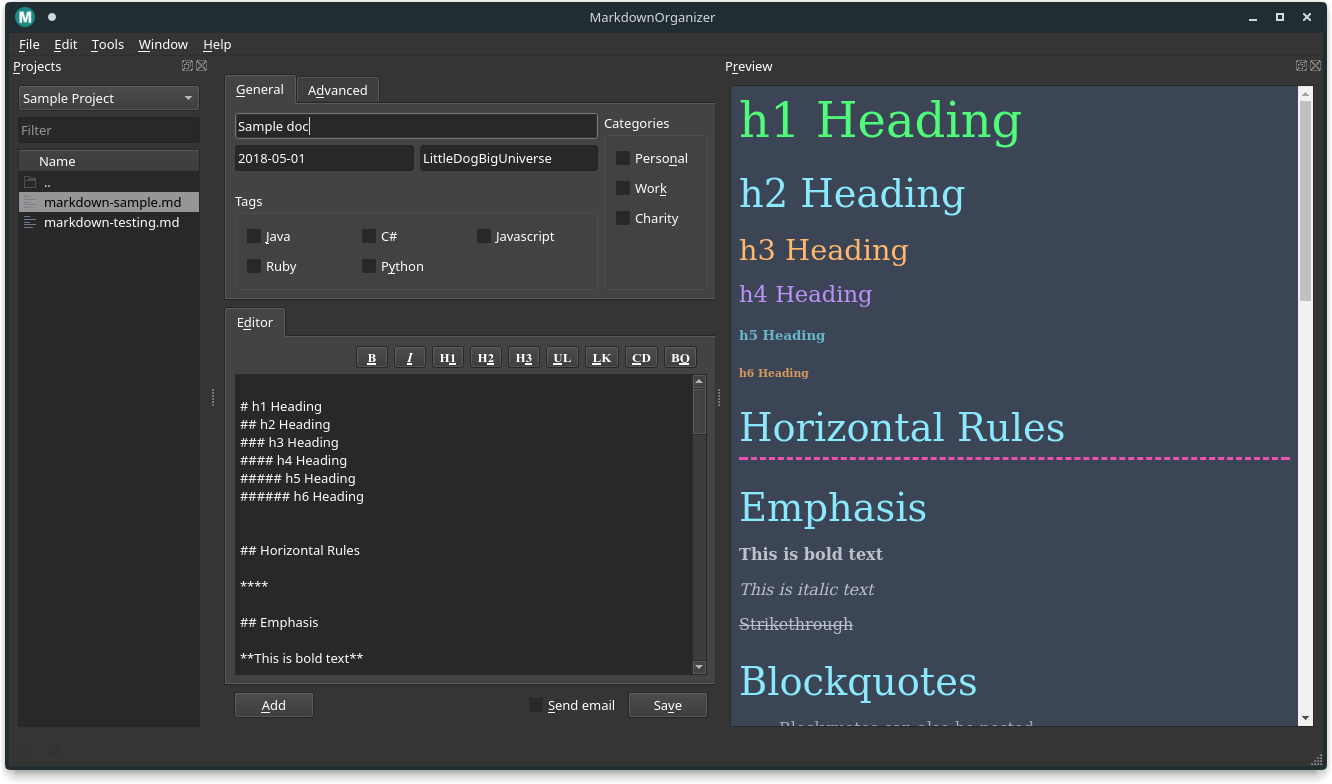 Markdown Organizer